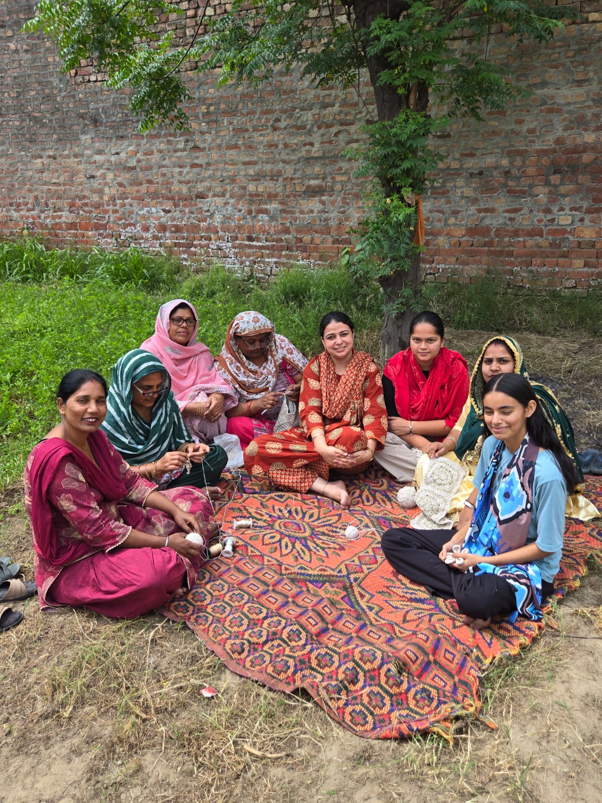 Artisan hands carefully crocheting natural yarn